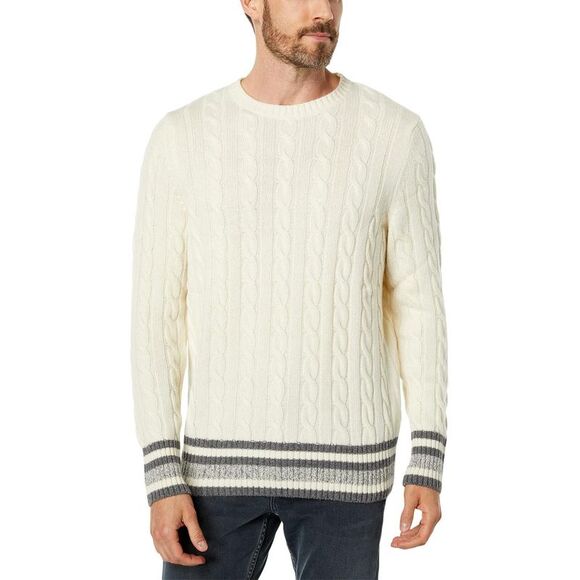 Benson Mens Aspen Wool Cable-Knit Sweater Medium Cream - NWT $245
